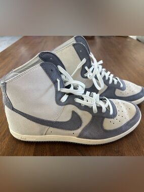 Nike Men’s High-Top Suede Sneakers - Gray & White